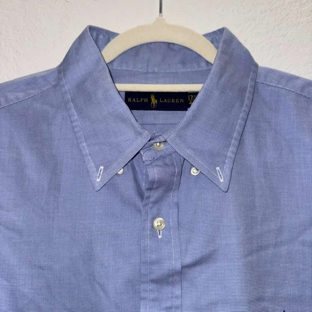 Ralph Lauren Men's Size 17.5/44 Polo Dress Shirt Button Up Blue Pony Work Office - Picture 3 of 13
